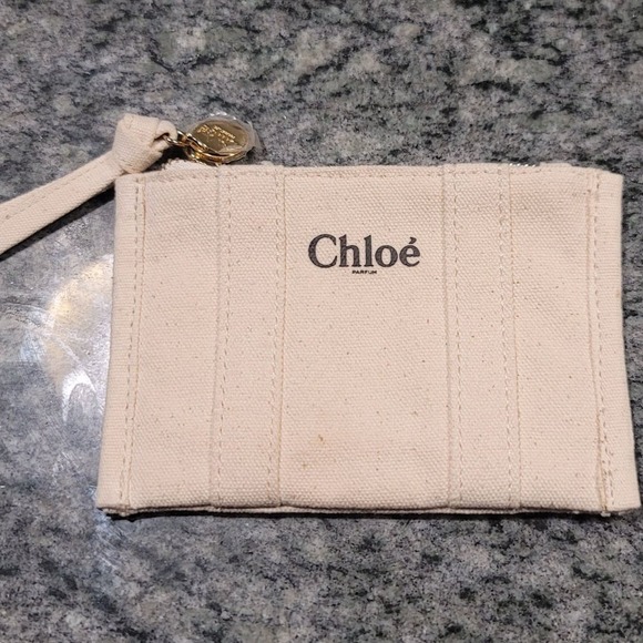 Chloé Parfum Cream‎ Canvas Zippered Pouch Bag Cosmetic Bag Travel - Picture 2 of 6